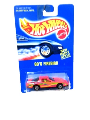 Tarjeta azul Hot Wheels #256 1991 rosa neón años 80 Firebird con paredes negras Foto 1 de 3