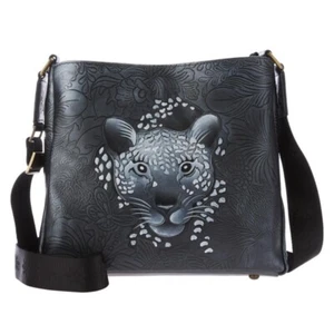 Anuschka Leather Crossbody Bag - Adjustable Strap, Butterfly Design - Picture 1 of 1