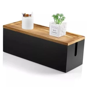 Large Cable Management Box, Wooden Cord Organizer Box for Under Desk TV - Picture 1 of 7