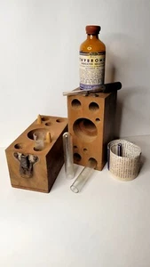 Antique Laboratory Science Chemistry Wooden Test Box Kit Thybromol USA Test Tube - Picture 1 of 15