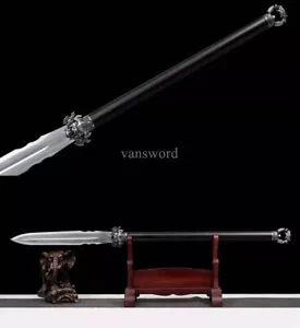 Hand Forged Carbon Steel Real Chinese Dao 龙吟枪 With Sandalwood Handle Sharp Black - Picture 1 of 9