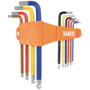 Klein Tools CBLS10 Powder Coated Long Ball-End Hex Key Set, SAE, 10 Pc. - Picture 1 of 11