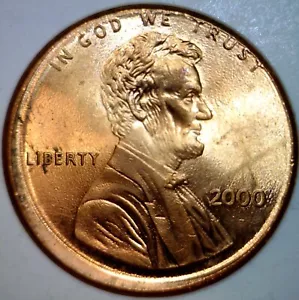 2000 Error OFF CENTER Lincoln Cent Nice Uncirculated / BU O/C Coin w/ FREE SHIP - Picture 1 of 2