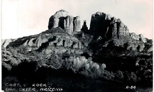Oak Creek AZ RPPC foto reale Castle Rock 1948 - Foto 1 di 2