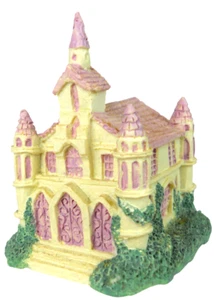 Enesco Keramik Miniatur Viktorianische Kirche 70er Jahre Rosa Ziegeldach Made In China - Bild 1 von 9