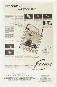 Publicidad encendedor de cigarrillos Evans 1957 - FOTO REAL tema de marines militares - Imagen 1 de 2