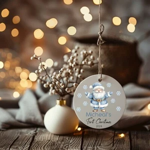 Baby's First Christmas Boy Ornament 2024 - Personalized Name & Year Keepsake Gif - Picture 1 of 6
