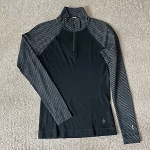 Smartwool Womens 1/4 Zip Merino Wool 250 Baselayer Small Black Polka Dot NEW - Picture 1 of 5