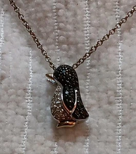 Ciondolo PINGUINO Alwand Vahan argento sterling oro 14 carati diamante bianco/nero - Foto 1 di 6