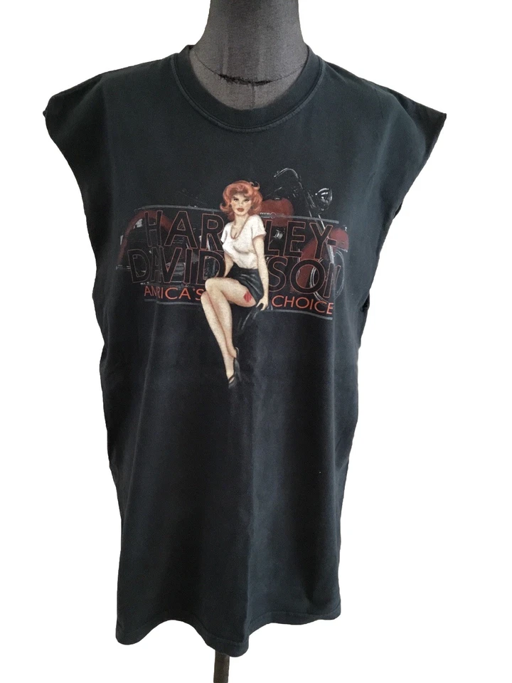 Très Beau Tee Shirt Coton Noir Harley Davidson L Tbe - Photo 1/4