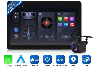 Android Auto CarPlay Car Stereo 2K QLED Android13 4G LTE GPS WiFi6 DSP Universal - Image 1 of 4