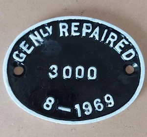 Railwayana - GENLY Repaired 3000 Alloy Works Plate - Oval - 8-1969 - 12cm! - Bild 1 von 6