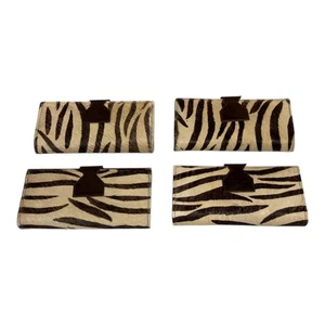 Menge 4 echte handgefertigte Tiermotiv Fell Leder Schlaufenverschluss Geldbörse/Hand Clutch - Bild 1 von 15