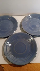 3 Vintage Bauer USA Los Angeles Keramik Ring Geschirr 6" Untertasse Teller hellblau - Bild 1 von 4