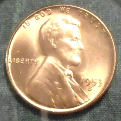 1953 S Wheat Cent BU FuLL RED BRILLIANT UNCIRCULATED San Francisco BU-ti-FuLL! - Image 1 of 3