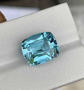 Piedras preciosas sueltas topacio suizo corte cojín azul cielo 10,5 quilates 13 mm | Extraído en Brasil - Imagen 1 de 10