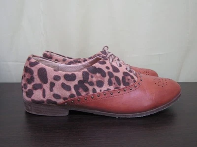 Zapato con cordones Oxford Preppy marrón restringido leopardo guepardo talla 8,5 Foto 1 de 4