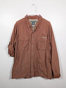 ExOfficio Men's Air Strip Shirt L Vented Roll Tab Pockets Outdoor Brown - Picture 1 of 11