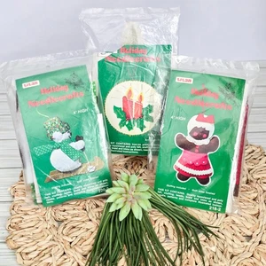 🎄 3 Vintage Titan Urlaub Handarbeit Ornament Kits | Schneemann, Lebkuchen, Kerzen - Bild 1 von 5