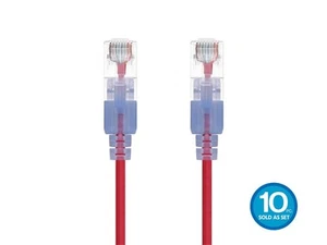 SlimRun Cat6A Ethernet Patch Cable RJ45 Stranded UTP Wire 30AWG 6in Red 10-Pack - Bild 1 von 6