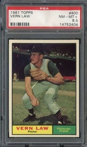 1961 TOPPS #400 VERN LAW PSA 8.5 PIRATES *B61399 - Picture 1 of 2