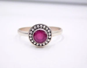 2.50 Gm Lab-Created Ruby Cut Stone Fine Ring 925 Sterling Silver Ring Size 9" US - Picture 1 of 2