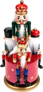 1 Wooden Nutcracker 20cm Music Box Clockwork Christmas Figurines Xmas Home Decor - Picture 1 of 12