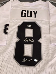 Ray Guy Autographed/Signed Jersey Beckett White Custom Jersey - Picture 1 of 8
