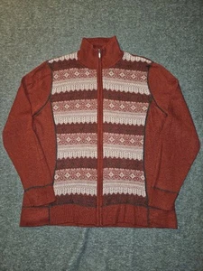 Suéter Eddie Bauer Cremallera Completa Para Mujer XL Rojo Isla Feria Invierno Vacaciones Mezcla de Lana - Imagen 1 de 9