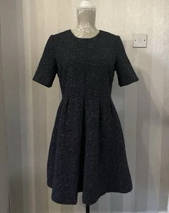 Vestido Hobbs NW3 Talla 12 Midi Mezcla Lana Seda Azul Oscuro - Imagen 1 de 9