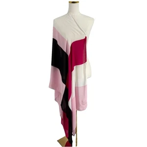 Kate Spade Womens Neapolitan Oblong Scarf OS Pastry Pink Colorblock Luxury - Picture 1 of 8