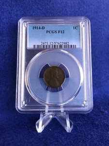 1914-D Lincoln Cent 1c Wheat Penny "Semi-Key Coin" *PCGS F12 Fine* - Picture 1 of 5