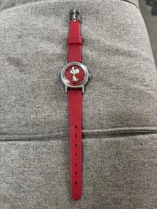 Vintage 1958 Snoopy Red Watch Moving Arms Wind Up Works - Picture 1 of 7