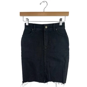 & Other Stories Women's Black High Waisted Raw Hem Mini Denim Jean Skirt Size 2 - Picture 1 of 5