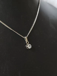 Kleiner Kettenanhänger 925 Silber Weißer Stein Zirkonia ( Ohne Kette ) - Bild 1 von 11
