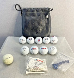 10 Golf Balls Callaway Warbird, Pinnacle Hot Shot, ATA & TMTA Logos & Bag & Tees - Picture 1 of 9