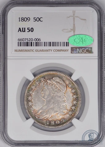 1809 Bust Half Dollar 50c NGC AU50 CAC - Bullseye Toning - Eye-Appeal! Cover