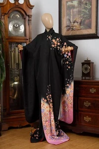 QUERIDO KIMONO DE SEDA FURISODE JAPONÉS VAINILLA PARA MUJER AUTÉNTICO HECHO EN JAPÓN VINTAGE - Imagen 1 de 10