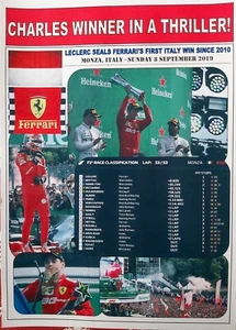 Charles Leclerc 2019 F1 Italian Grand Prix winner - Monza - souvenir print - Picture 1 of 1
