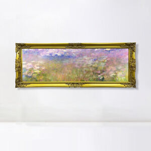  Framed Canvas Artwork Water Lily#34 by Claude Monet Wall Art Decor 18"x48"