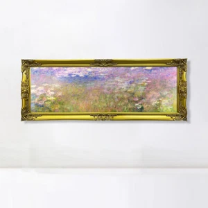 Framed Canvas Artwork Water Lily#34 by Claude Monet Wall Art Decor 18"x48" - Picture 1 of 4