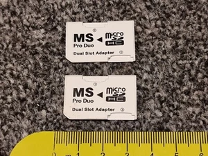 2 x MEMORY STICK PRO DUO DUAL SLOT MICRO SD HC CARD ADAPTERS LOT MS Adaptor PSP - Picture 1 of 2