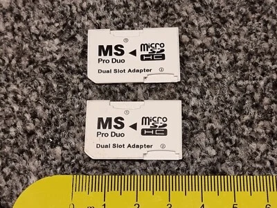 2 x MEMORY STICK PRO DUO DUAL SLOT MICRO SD HC CARD ADAPTERS LOT MS Adaptor PSP - Image 1 of 2