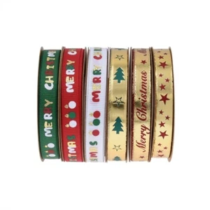 6 Rolls Christmas Gift Binding Wrap Ribbon 5yards/roll Xmas Webbing Ribbon Decor - Picture 1 of 13