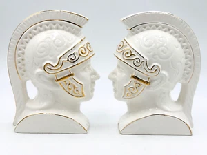 Colgantes de pared de placa de cabeza de cerámica de soldados romanos vintage con detalles dorados Japón - Imagen 1 de 6