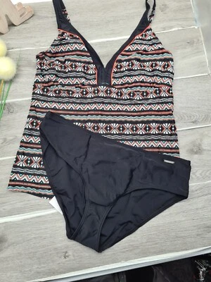 Chiemsee Tankini Bademode mit Bügel schwarz gemustert Gr. 46 (9 025) Übergröße - Bild 1 von 3