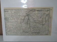 Original Vintage Map of the Minneapolis & St. Louis Railroad & Connections 1904