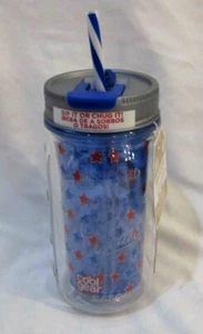 Cool Gear "Sip It or Chug It" Dual Function Cap Flag Mason Jar Water Bottle-New! - Picture 1 of 2