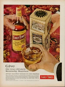 1959 Whiskey Alcohol Early Times Bourbon 1950s Vintage Print Ad Christmas Box - Picture 1 of 9