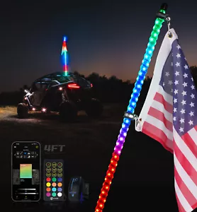 Antena iluminada con látigo espiral LED RGBW con banderas de base de resorte para Can-AM X3 UTV ATV - Imagen 1 de 62